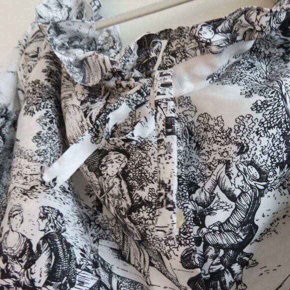DAKOTA JINX Claudinha Ruffle Blouse in Black Toile Jolie Romantic - Size L - Picture 9 of 15